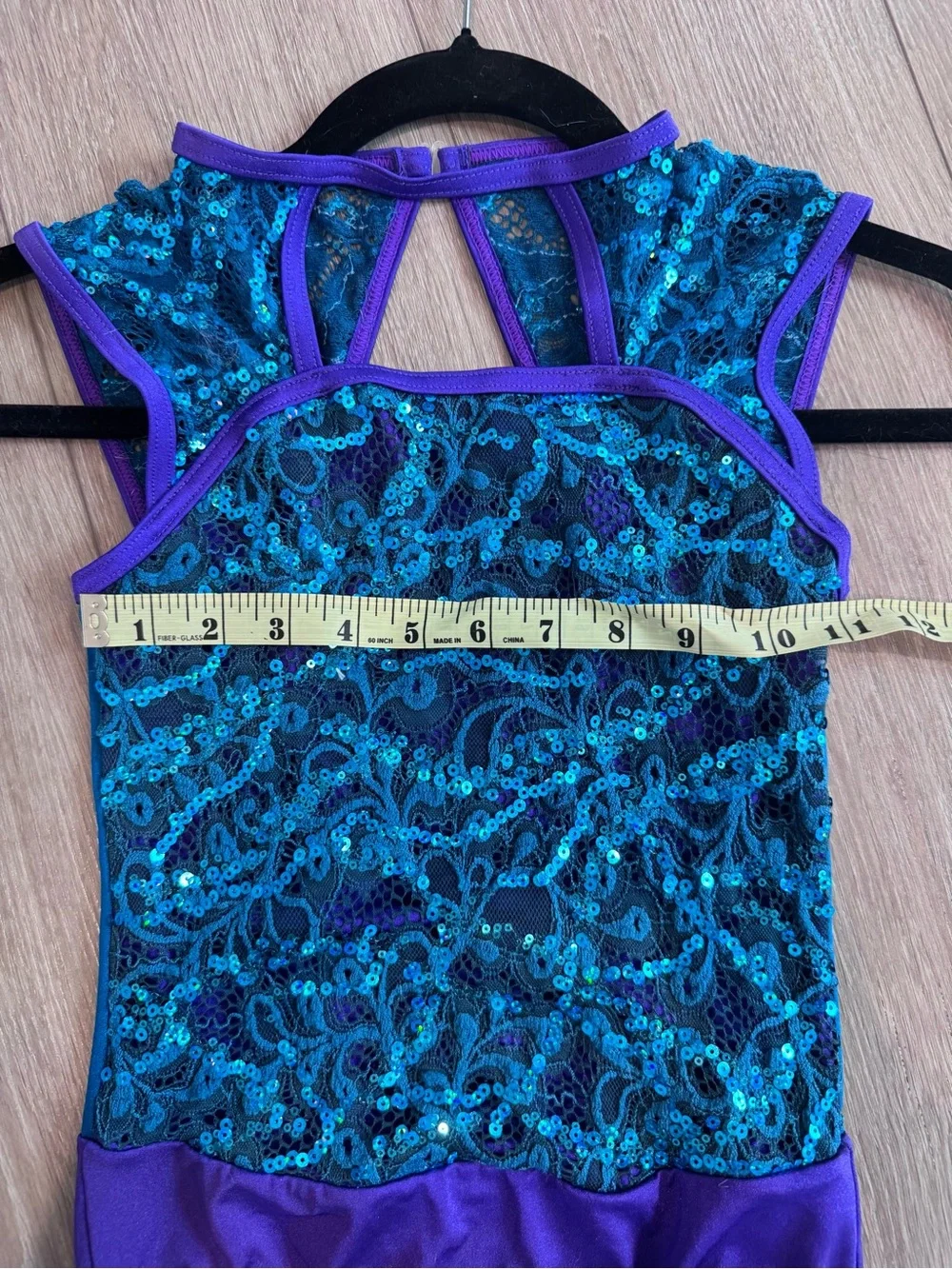 Weissman Teal and Purple Sequin Dance Costume Set Leotard and skirt